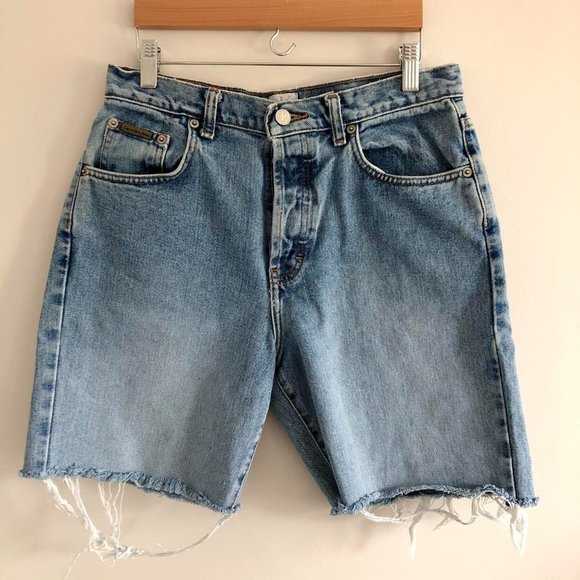 CALVIN KLEIN HIGH-RISE FADED DENIM SHORTS - Picture 2 of 2